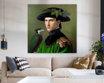 Old Master Man Nobleman Bird Portrait Baroque Costume Expression