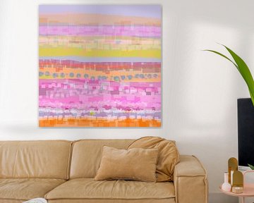 Geometrisch landschap met rechthoeken en cirkels 333 van Claudia Gründler