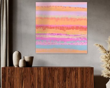 Geometrisch landschap met rechthoeken en cirkels 444 van Claudia Gründler
