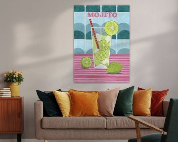 Mojito, Stilleven Zomer Cocktail heldere kleuren van Caroline Bonne Müller