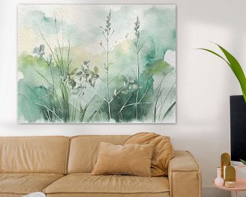 Moderne botanische Malerei: Blühendes Gras von Studio Pieternel