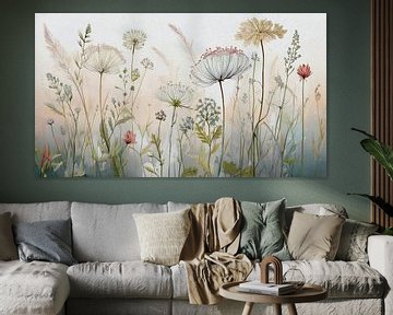 Natuurlijk bloemen en grassen schilderij van Studio Pieternel