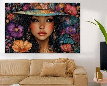 woman with flowers