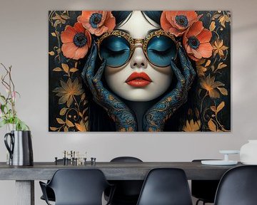 vrouw met bloemen van Egon Zitter