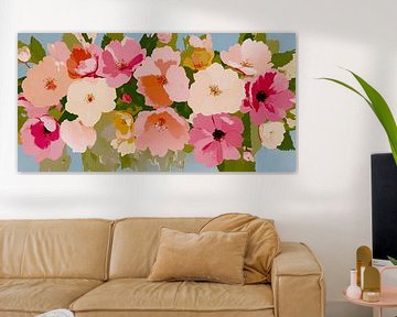 Wilde bloementuin in lentekleuren van Mad Dog Art