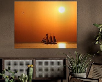 Sailboat on the horizon by On Your Wall