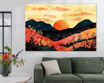 Kleurrijke zonsondergang in landschap