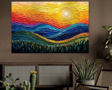 Colourful landscape with sun by Art & Soul Creations