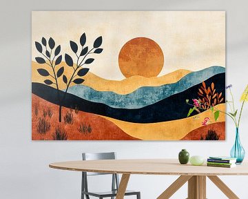 Abstract landschap met warme kleuren