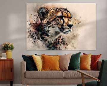 Dynamisches Cheeta-Porträt abstrakte Kunst von Art & Soul Creations