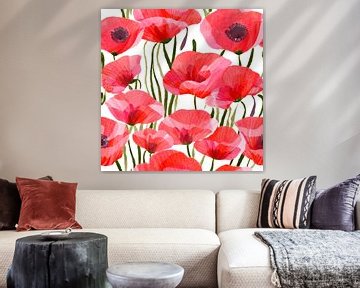 Rode klaproos - Natuur Bloem schilderij van ComfortQ