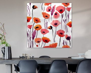 Klaprozen schilderij Aquarel van ComfortQ