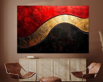 Abstract schilderij rood en goud van Imperial Art House