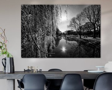 De Kromme Rijn in Utrecht bij tegenlicht vanaf de Waterloobrug van André Blom Fotografie Utrecht