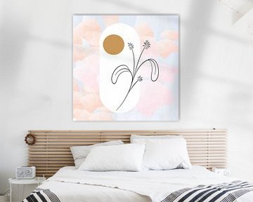 Licht roze met bloem Minimalist - Abstract schilderij 1.1 van ComfortQ