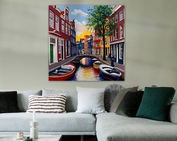 Schilderijen Utrecht - Bootje op gracht 1.1 van ComfortQ