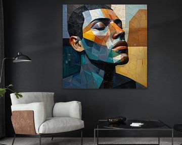 The man of the house - Portret Abstract Schilderij van ComfortQ