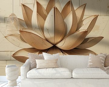 Lotus Bloem Abstract Beige Schilderij