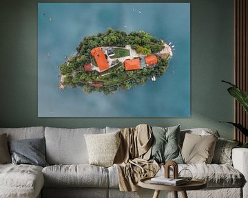 The island of Lake Bled in Slovenia by DutchDroneBird