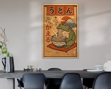 Kikker houdt van Udon - Illustratie Retro Japan van Jordan Fenix Gallery