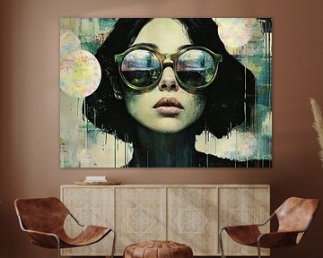 Femme et lunettes de soleil | Femme avec lunettes de soleil dorées