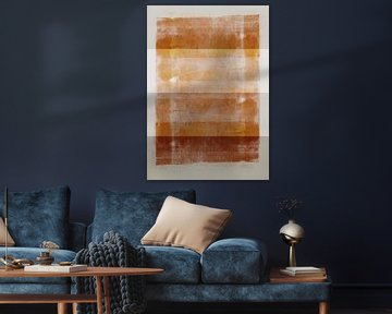 Abstract minimalistisch landschap in roestbruin en wit. van Dina Dankers
