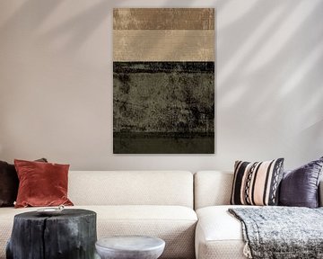 Abstract minimalistisch landschap in beige, grijs en bruin - Modern Chic Art van Dina Dankers