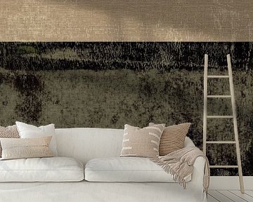 Abstrakte Minimalistische Landschaft in Beige, Grau und Braun - Modern Chic Art