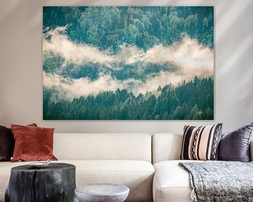 Wolken boven het bos in de Zgornje Jezersko vallei