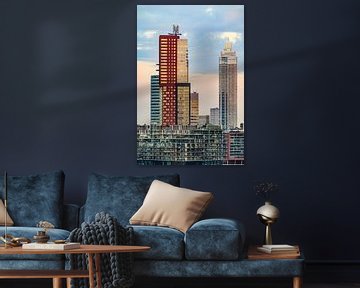 Rotterdam skyline tijdens zonsopgang