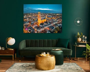 Zwolse Peperbus in de binnenstad tijdens zonsondergang van Sjoerd van der Wal Fotografie