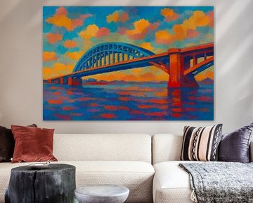 Colourful Waal bridge Nijmegen