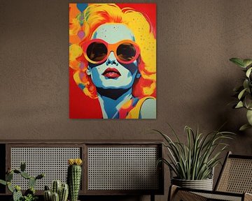 Pop-art portret vrouw zomer zonnebril gestileerd retro van gm_designs