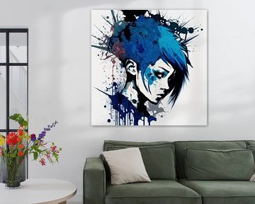 portret vrouw punk blauw haar abstract detail jeugd rebels van gm_designs