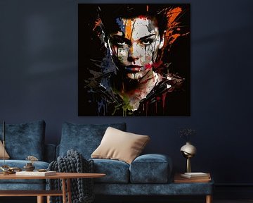 Portret vrouw wilde kleuren abstract individualiteit vrouwelijkheid van gm_designs