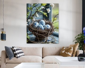 Nest op Delfts Blauw met Delftsblauwe Eieren van Studio Ypie