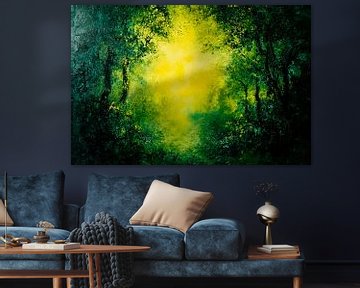 Mysterieus bos met lichtinval van Art & Soul Creations
