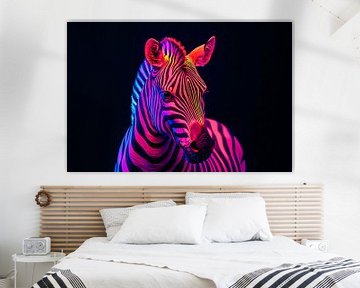 Zebra met neonkleuren op zwart van Art & Soul Creations