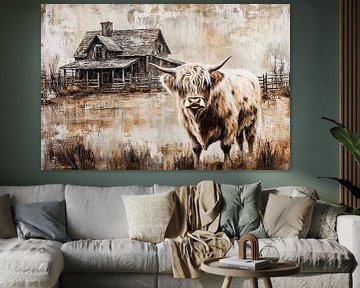 Schotse hooglander en boerderij van Art & Soul Creations