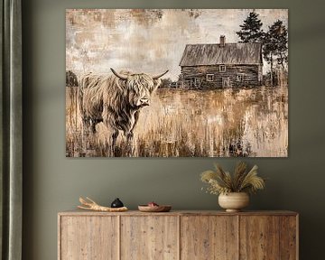 Schotse hooglander en boerderij van Art & Soul Creations