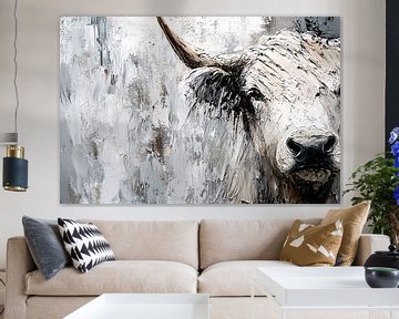 Abstracte Schotse hooglander schilderij van Art & Soul Creations