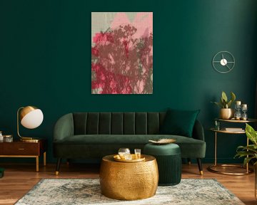 Kleurrijke botanische kunst in bruin en roze. Monotypes weidebloemen. van Dina Dankers
