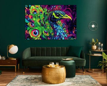 Paon coloré avec plumes décoratives sur Art & Soul Creations