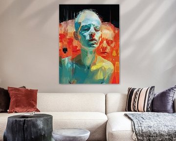 Multiplicity of Mind - Abstraktes emotionales Portrait Wandkunst von Ramy Salah Hefny