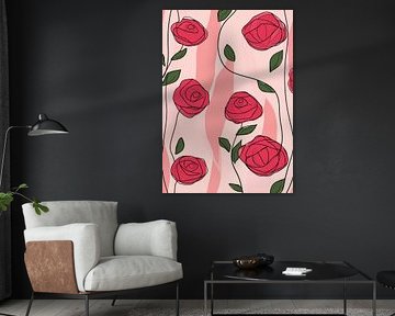 Roses rouges sur fond délicat