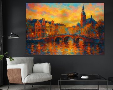 Betoverende Zonsopgang boven de Brug: Amsterdam in Kleurrijke Verf van But First Framing
