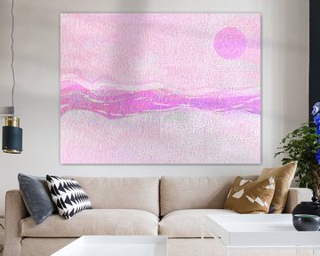 Landschap Japandi Kunst Roze van Claudia Gründler