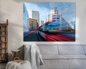 Eindhoven the white Lady red bus (long shutter speed) by Close_Up_And.....