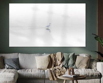Great egret in the fog by Lennart ter Harmsel