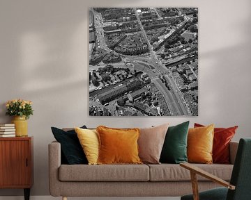 Black-and-white aerial view of Rijswijk square in The Hague by Frans Rombout